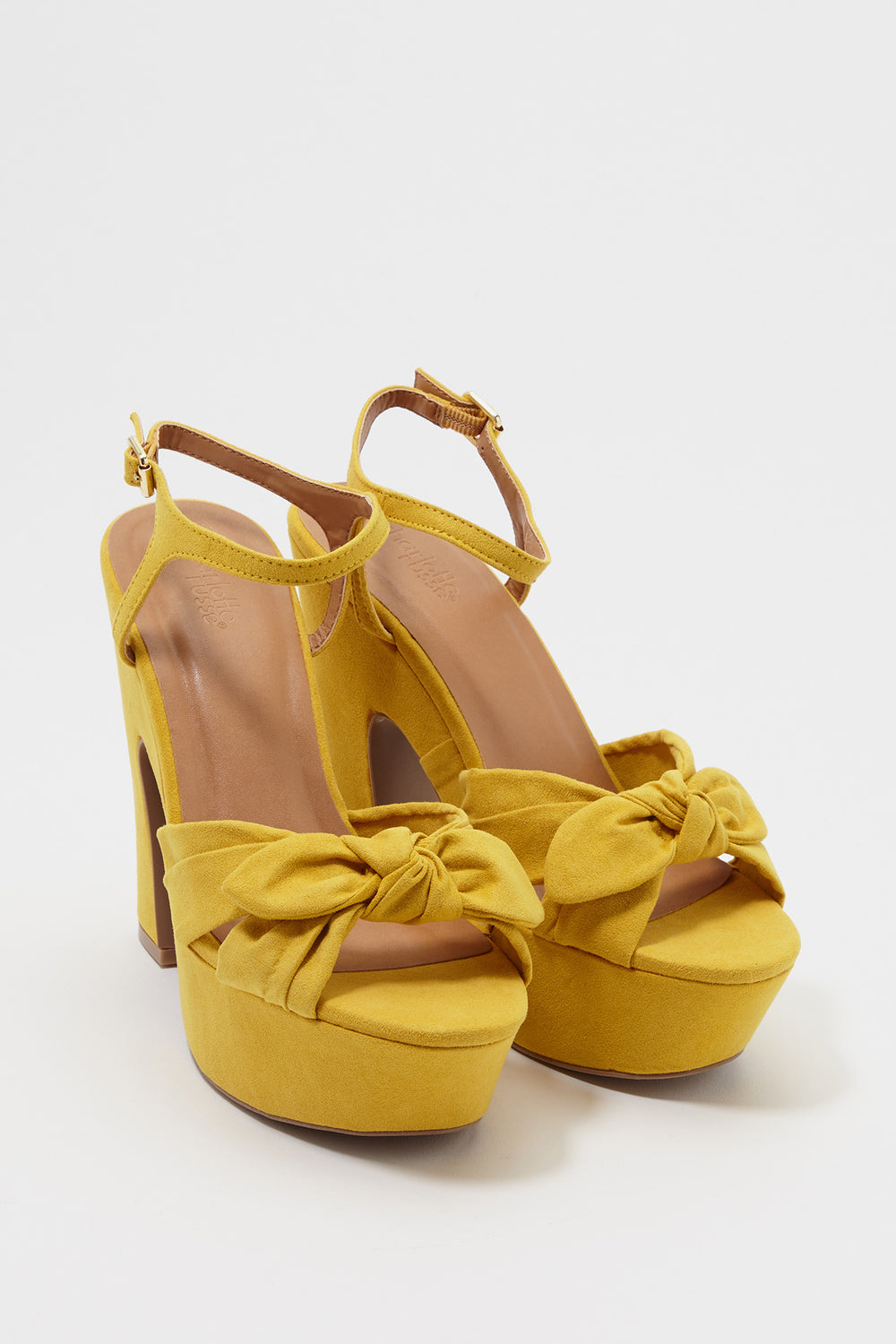 yellow heels with bow