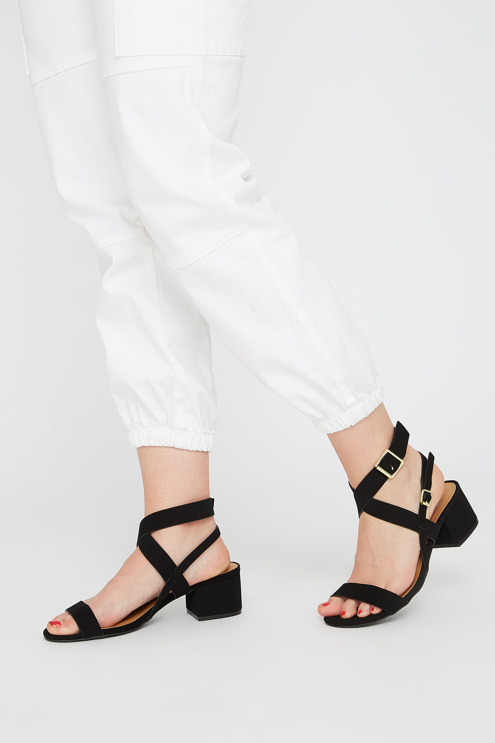 Cross Low Block Heel Sandal – Charlotte 