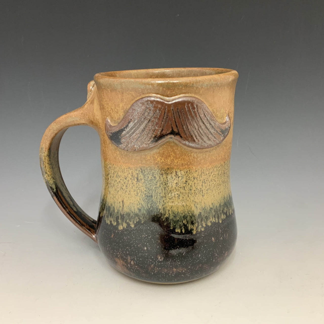 Stoneware Coffee Mug Caramel  Swirled Glaze — Hoppe Shoppe