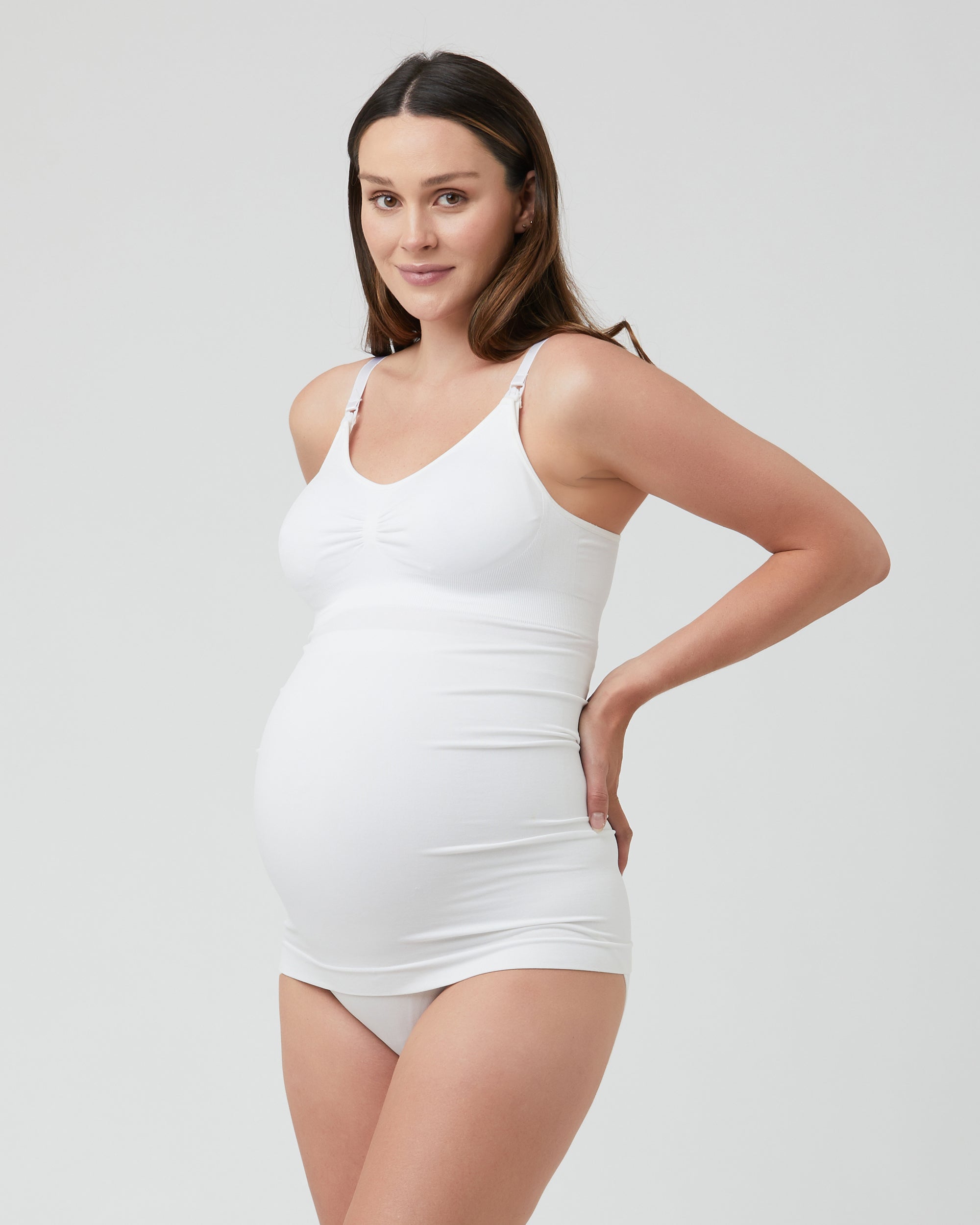 The Maternity Tank in Pure White - hautemama