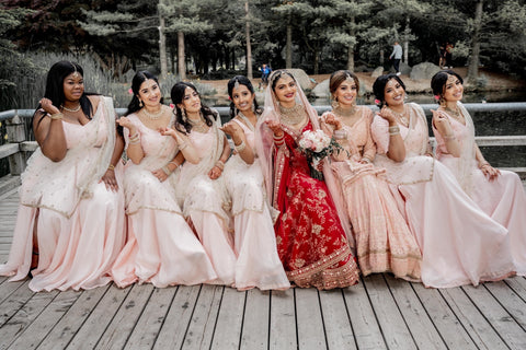 BRIDESMAIDS LEHENGA IN blush pink colour