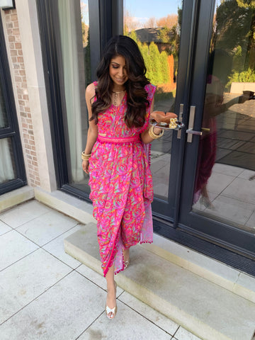 Pooja Handa wearing our Canada's best seller dhoti saree