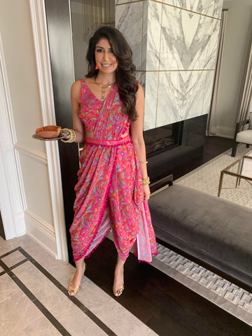 Pooja Handa wearing our Canada's best seller dhoti saree