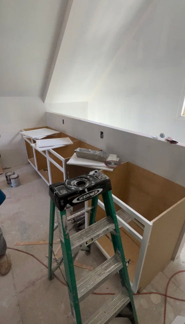 Guest suite attic bedroom renovation before and after design reveal by Atlanta interior designer Kevin Francis Design
