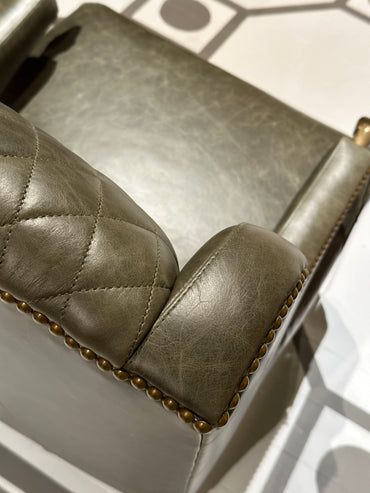 Artisan home decor ideas, stitched leather furniture, woven leather decor trend, 2024 design forecast by Kevin O'Gara on The Francis Files design blog