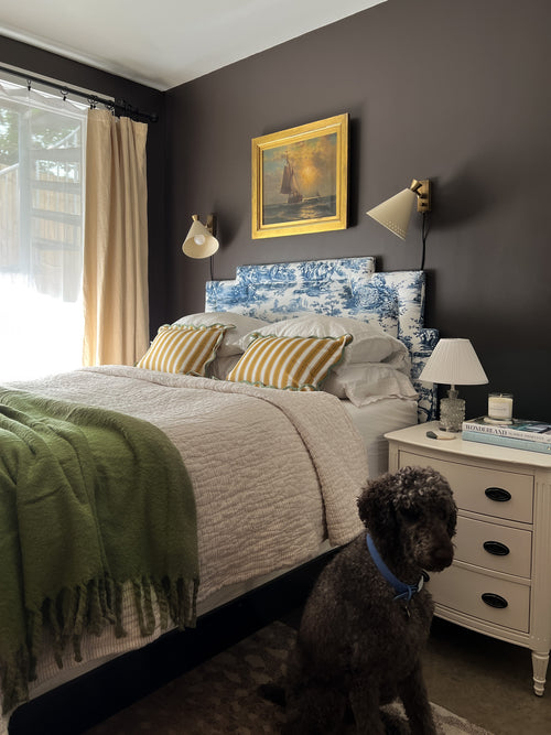 Dark brown paint color, Clare Coffee Date, cozy bedroom design, English inspired decor, home decor ideas, Atlanta interior designer Kevin Francis Design