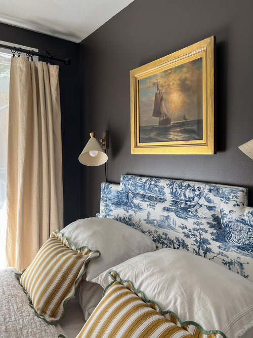 Dark brown paint color, Clare Coffee Date, cozy bedroom design, English inspired decor, home decor ideas, Atlanta interior designer Kevin Francis Design