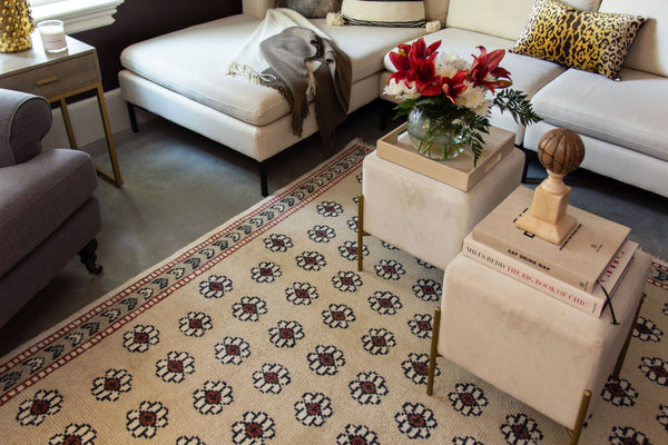 Modern Turkish floral rug, luxury area rugs, living room rugs