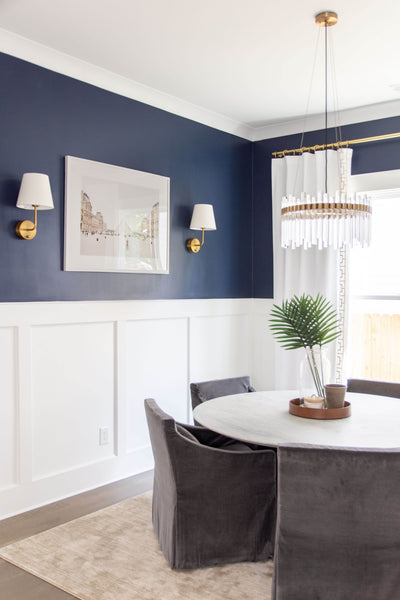 Navy dining room by interior design consultant Kevin Francis Design, one of the best Southern designers