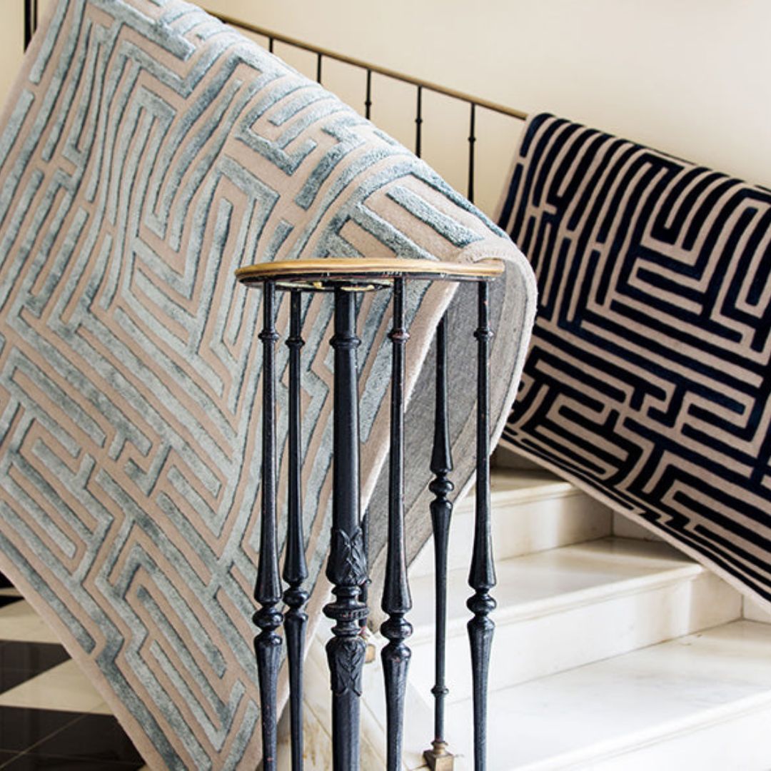 area rugs laying on stairs