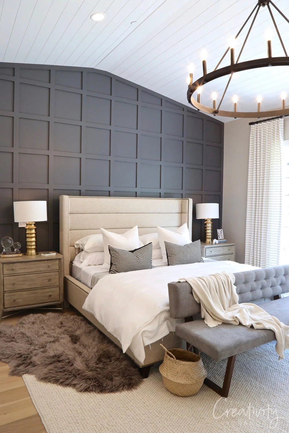 Sherwin Williams Peppercorn, best gray paint colors, bedroom interior design, dark gray walls on Kevin Francis Design