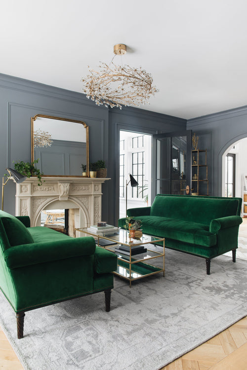Benjamin Moore Englewood Gray, best cool gray paint colors, living room design, dark gray walls on Kevin Francis Design