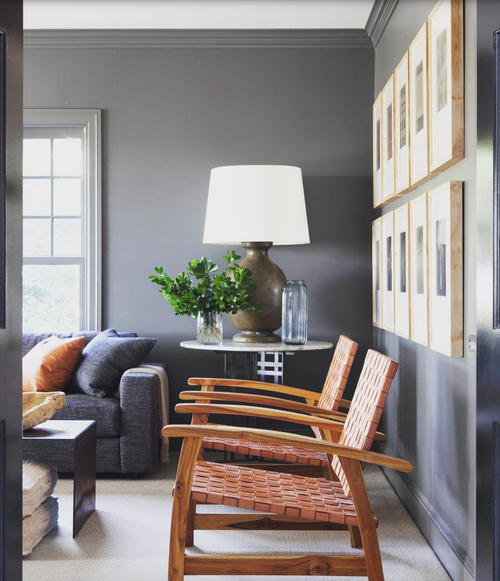 Benjamin Moore Kendall Charcoal, best gray paint colors, living room design, dark gray walls on Kevin Francis Design
