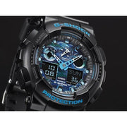 G Shock Ga 100cb 1a Black Blue Camo Watches Com