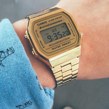 retro gold casio watch men's