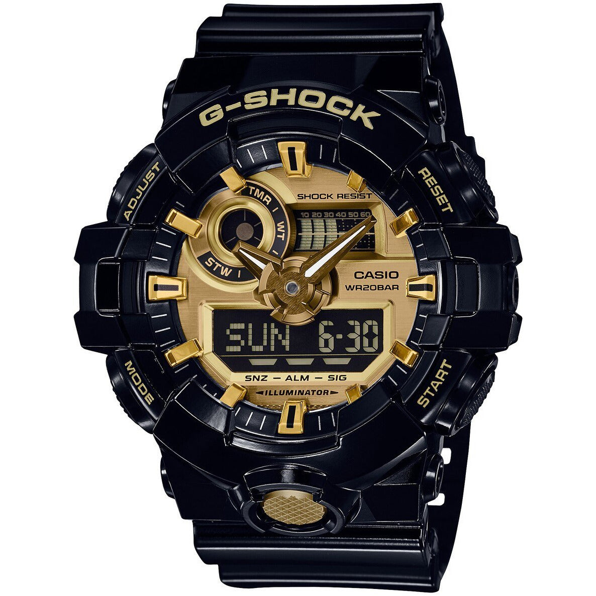 black and gold g shock watch