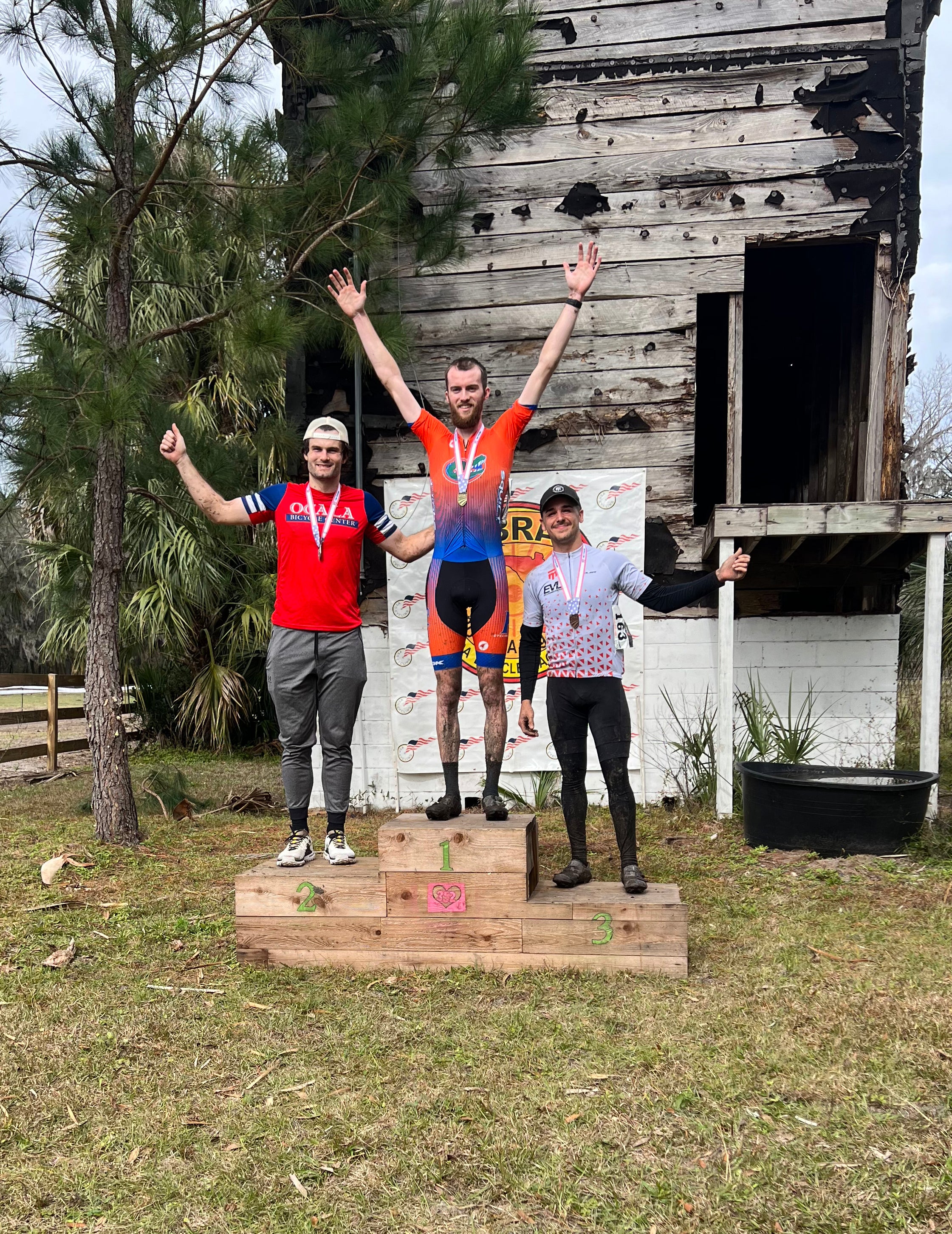 Mongoose pro Matty Cranmer on the podium for cyclocross