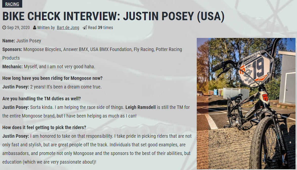 Justin Posey FATBMX Bike Check