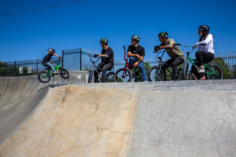 Reid Casey on his Legion L16 freestyle BMX bike with Pat Casey, Kevin Peraza, Ben Wallace and Nikita Ducarroz