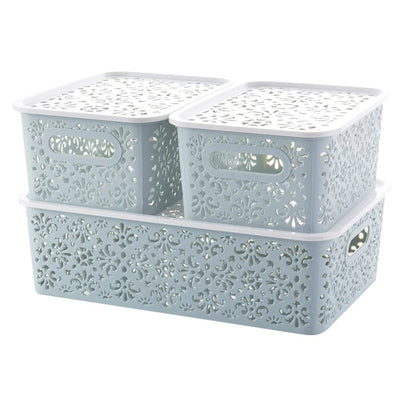 grey decorative storage boxes