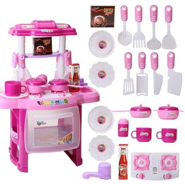 plastic toy kitchen set