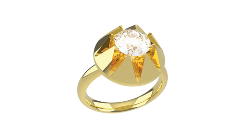 an 18ct yellow gold ring with a large diamond