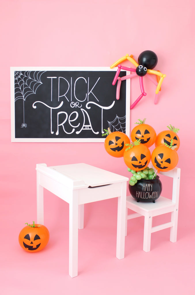Balloon Pumpkin on a Stick for classroom trick or treat surprises