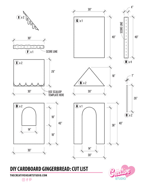 DIY Cardboard Gingerbread House - Cut List Freebie