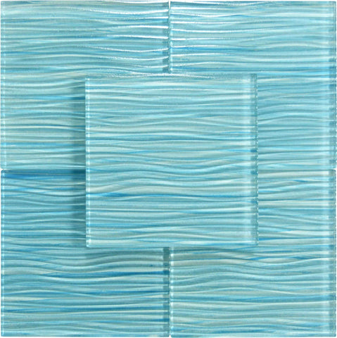 Barbados Caribbean Blue Wave 6x6 Glossy Glass Pool Tile