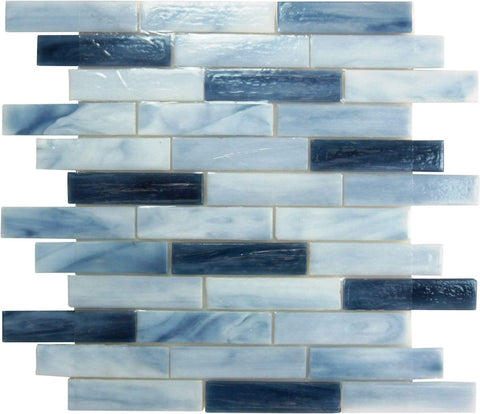 Clouds Blue 1x4 Glossy Glass Tile