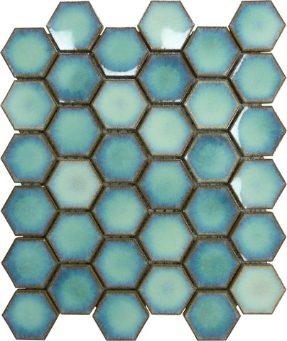 Cosmic Blue Hexagon Glossy Porcelain Tile