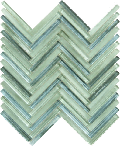 Himalayan Arches Kamet Lonzo Green Glossy And Frosted Glass Tile