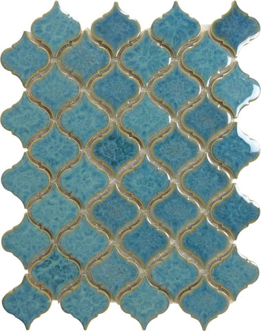 Ice Blue Arabesque Glossy Porcelain Tile