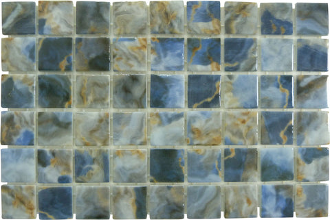 Modena Monte Carlo Blue 2x2 Glossy Glass Tile