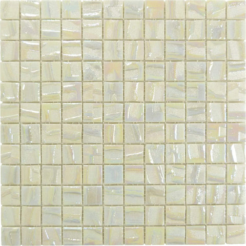 Moon Venus White 1x1 Glossy and Iridescent Glass Tile