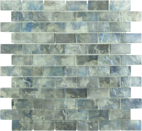 Mykonos Harbor Zeus Landing Grey 1 x 2 Iridescent Rippled Frosted Glass Pool Tile