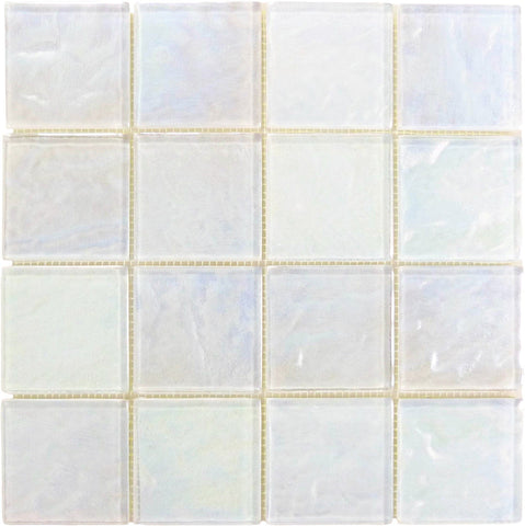 Piazza White Textured Glass Tiles