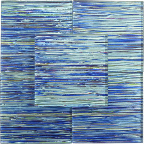 Rainbow Streak Indigo Blue 6x6 Glossy Glass Tile