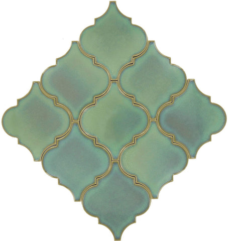 Shore Arabesque Green Glossy Porcelain Tile