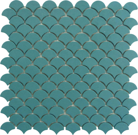 Soul Flat Fans Green Fishscale Matte Glass Tile