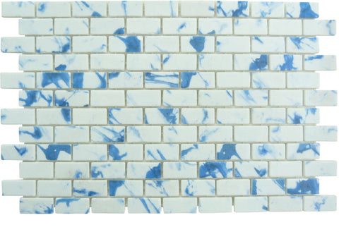 Subway Vogue Lima Blue 1x2 Matte Glass Tile