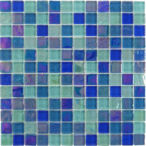 Treasure Blendstone Blue 1x1 Glossy And Iridescent Glass Tile