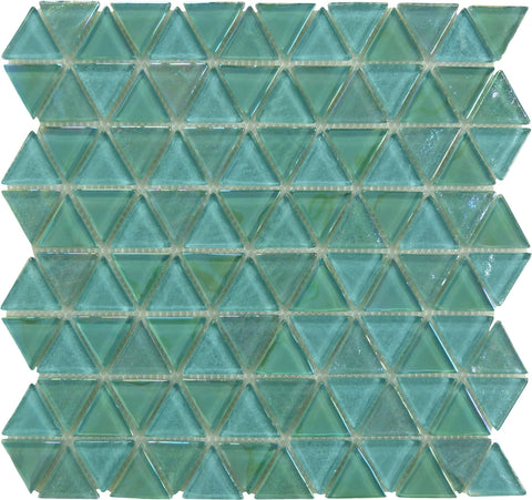 Triangle Greenstone Green Glossy and Iridescent Glass Tile