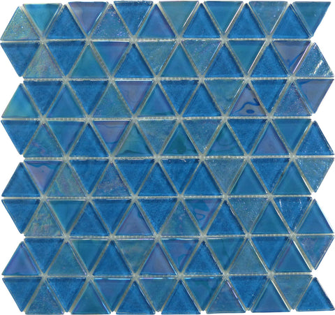 Triangle Topazstone Blue Glossy And Iridescent Glass Tile