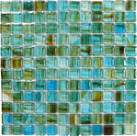 Turquoise 1x1 Blue Glossy Glass Tiles