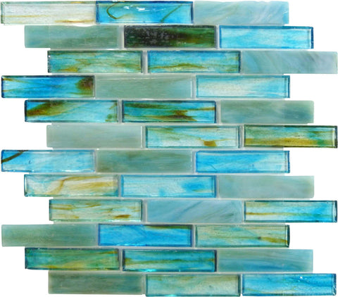 Turquoise Green 1x4 Glossy Glass Tile