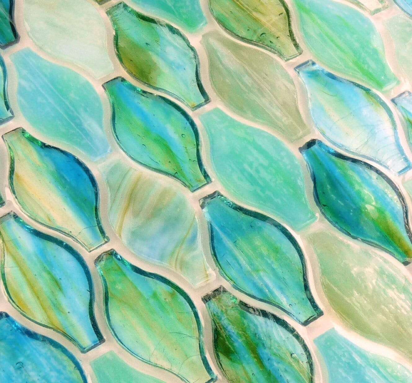 Turquoise Green Unique Shapes Glossy Glass Tile