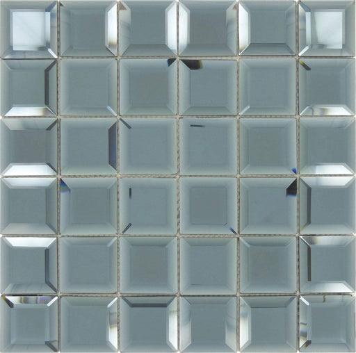 Hematite Squares Grey 2 x 2 Glossy & Frosted Glass Mirror Tile CKR112