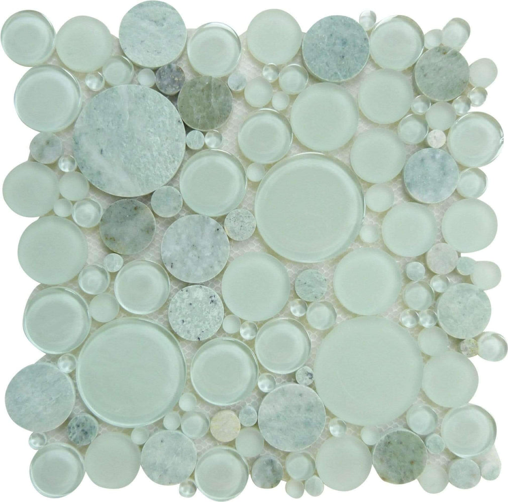 Bubble Moonstone Green Circles Glass Stone Tile Oasis Tile