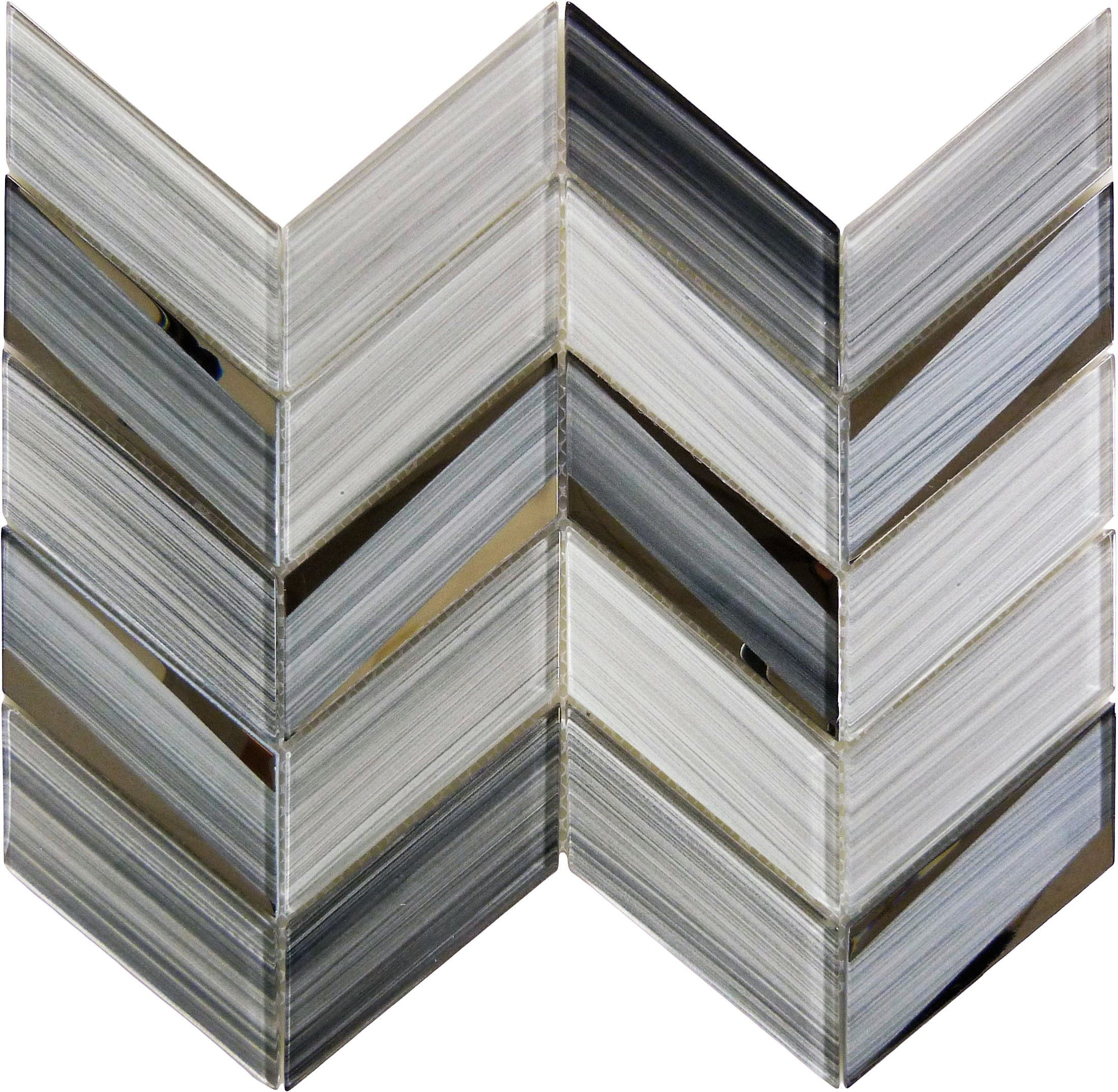 Euro Glass Spanish Pearl Silver 2 x 2 Glossy & Frosted Glass Mirror Tile: ACKR114 by Glazzio Tiles